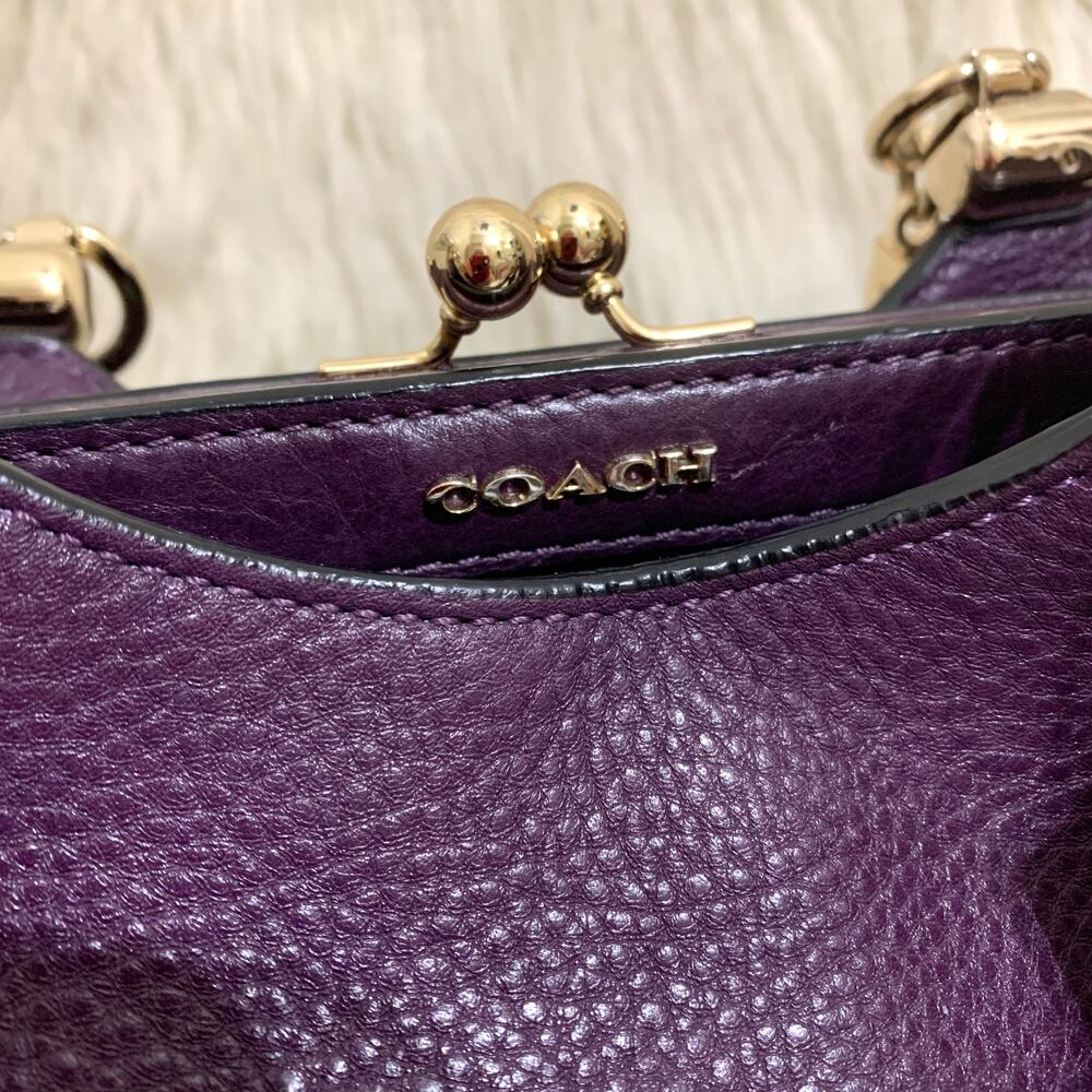 Coach Purple Satchel with Gold Accents - Picture 2 of 16